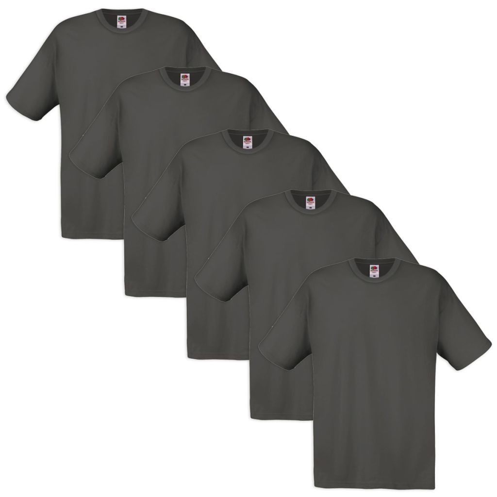 5 Fruit of the Loom Original T-shirt 100% Cotton Graphite S
